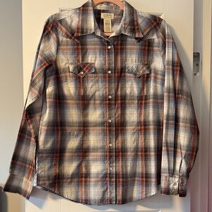 Wrangler Women's Plaid Shirt - Brown, Blue, White